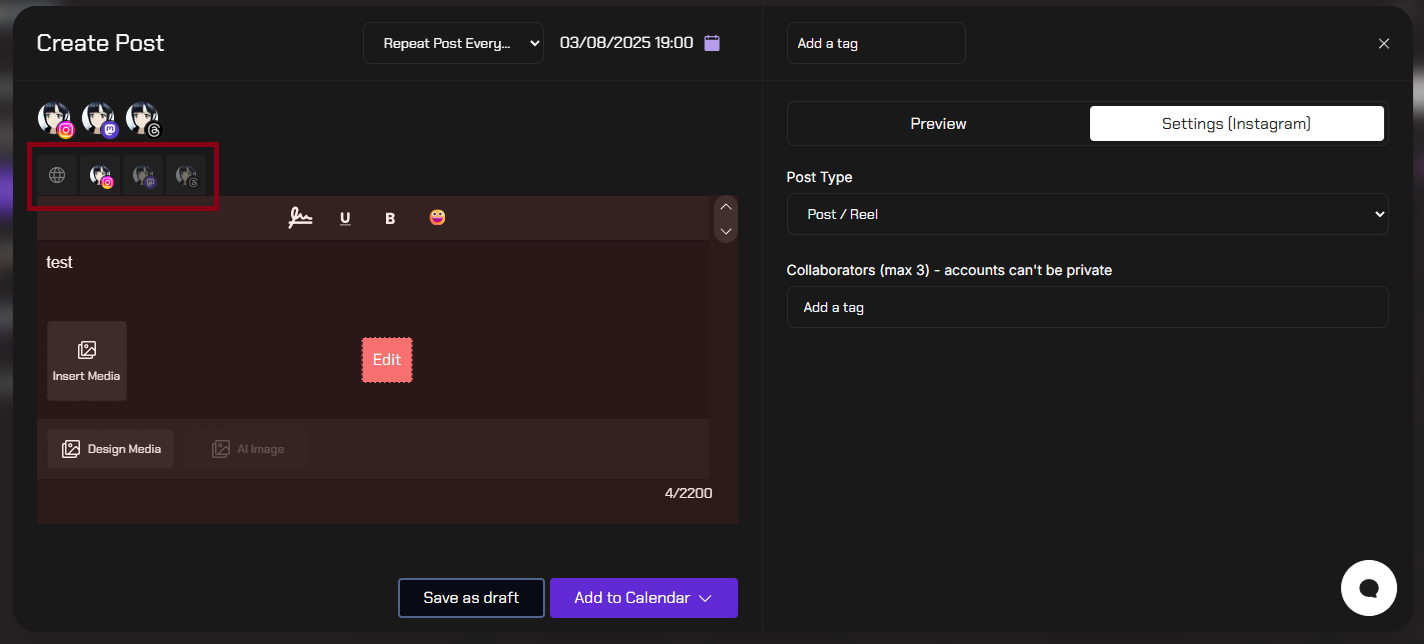 各帳號客製內容